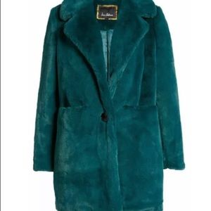 Sam Edelman emerald green faux fur coat